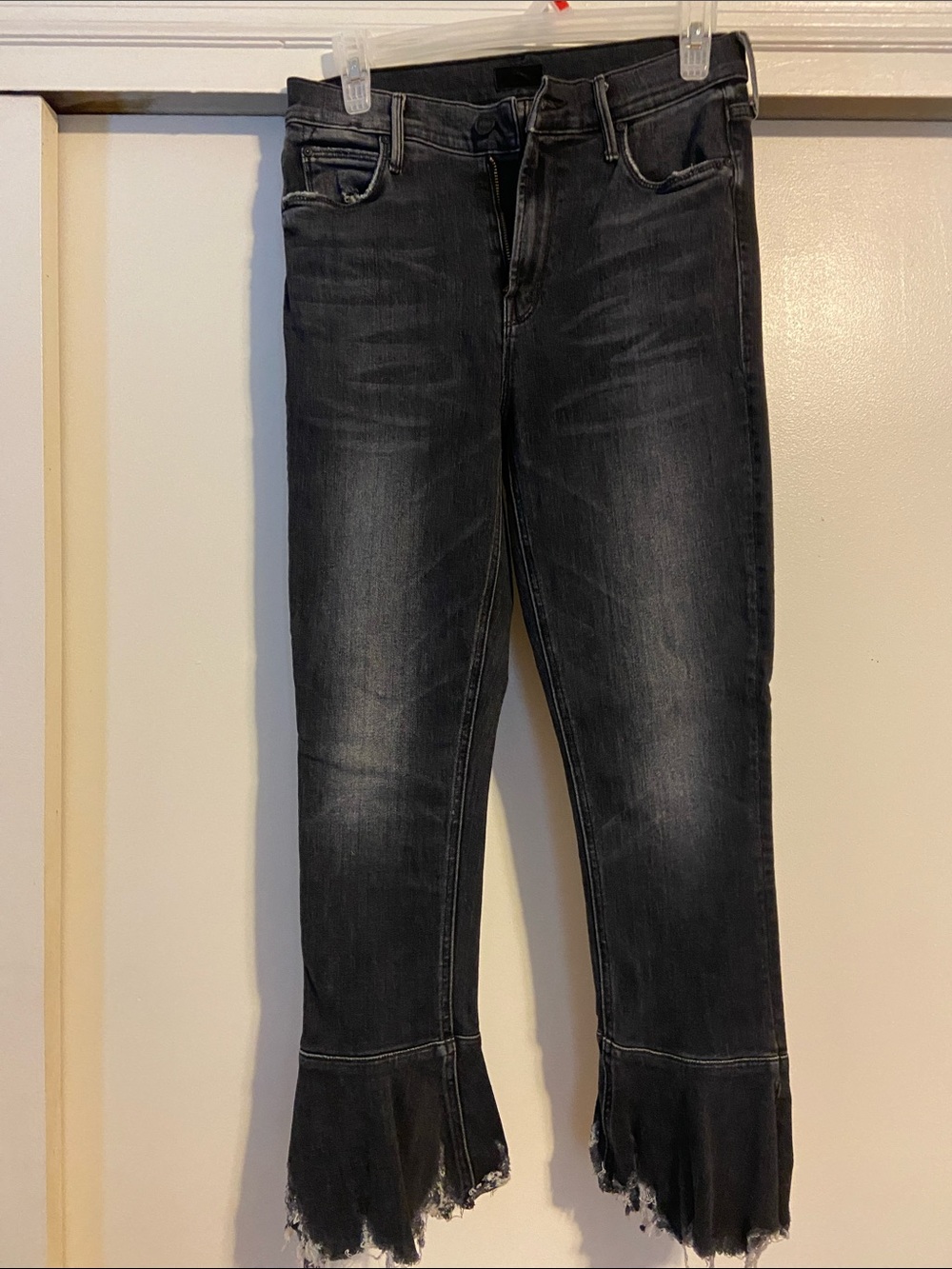 MOTHER Black Washed Flare Cha Cha Jeans 28